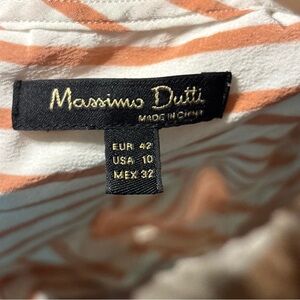 CLEAN GIRL Old Money 100% silk Massimo Dutti Blouse SZ 10 White Pink Stripe NWT